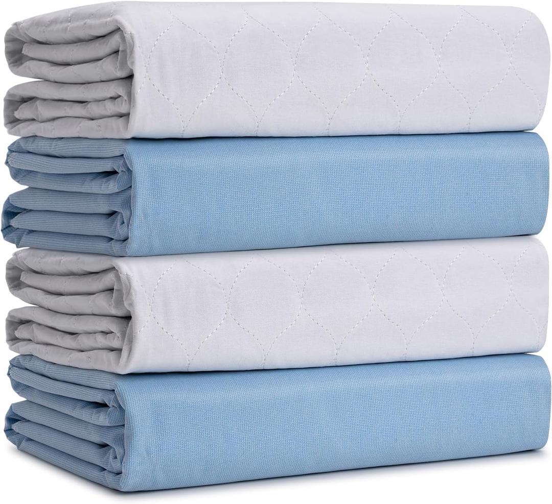 Waterproof Bed Pads for Adults,Kids, Dogs (30" x 36"|4 Pack) Waterproof and Machine Washable Large Sheet Protector with 8 Cup Absorbency