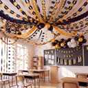 TaoBary Black and Gold Graduation Decorations 2026 Grad Party Decoration Include Black Gold Balloon Graduation Cap Banner Streamers Glitter Paper Chain Tassel Garland Flag Bunting Banner Star Hanging