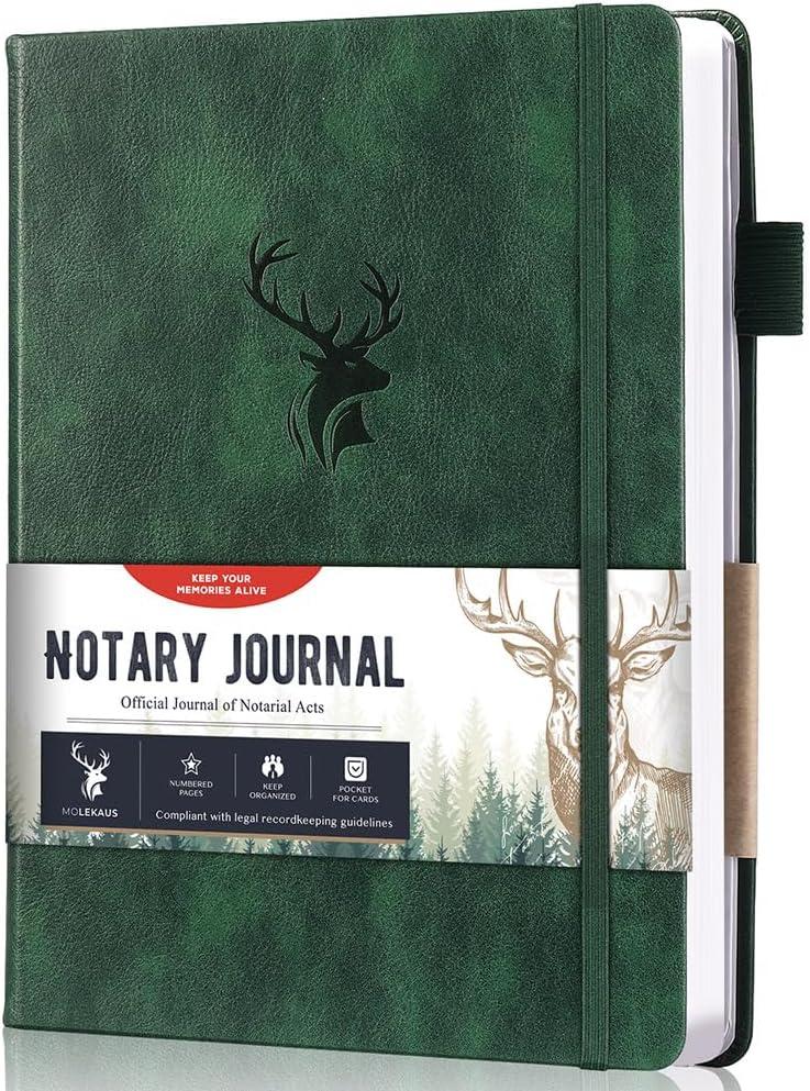 molekaus Notary Journal Log Book Notary Log Book Notary Public Journal for Notarial Acts with 236 Notarial Record Entries 120gsm Numbered Pages 7"X10" (Dark Green)