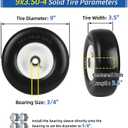 GICOOL 9x3.50-4 Flat Free Lawn Mower Tires, 9" Smooth Tread Front Wheel Assembly Fits Exmark Metro/Scag SW Series Zero Turn Mowers, Adjustable Hub 3.5"-5", 3/4" & 5/8" Bearing, 2-Pack