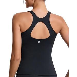 RUNNING GIRL Workout Tank Tops for Women Built in Shelf Bras Padded,Sleeveless Gym Tops Athletic Yoga Shirts.  XXL
