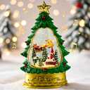 Musical Christmas Snow Globe Lantern - Glittering Prelit Christmas Tree Santa and Elk, USB Lined or Battery Operated Lighted - Christmas Decorations Indoor Home Decor