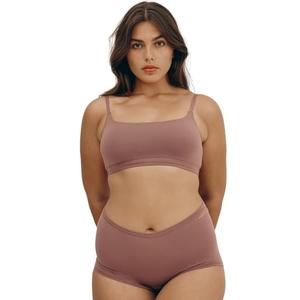 Organic Basics Women's Flex Scoop-Neck Cotton Bralette, Rose Wood, X-Small