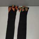 WiliW 2 Pairs Christmas Thigh High Stockings Plus Size, Red White Striped Over Knee High Socks for Women(Black Bow, XL)