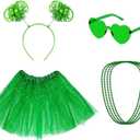 Women Tutu Costume Accessories Set Sunglasses Ponytail Headband Tutu Skirt Necklace for Halloween Mardi Gras