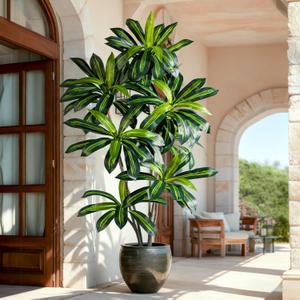Tall Fake Tree Artificial Trees Plant with White Planter Pot Indoor Outdoor Potted Silk Plants Large Faux Trees loor Floor for Home Living Room Decor Outside Patio para decoracion Housewarming Gift (6ft)