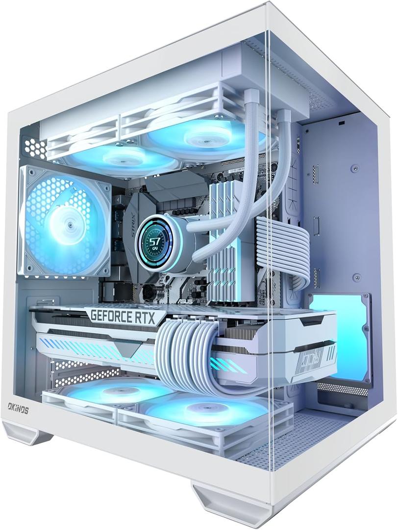 MATX PC Case, Top 240mm Radiator Support, 5 PCIe Slots for Max GPU Cooling, Extra Space for 160mm PSU & Easy Cable Management, 3120mm ARGB Fan with Controller (Non-PWM), Type-C, Mirage 4 White