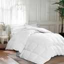 MARTHA STEWART Luxurious Goose Feathers Down Fiber Comforter Twin Size 100% Cotton Duvet Insert, Hotel Quality Hypoallergenic Comforter, 43 oz All Seasons Medium Warmth 68 x 90 Inch White
