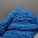 Bigacogo Chunky Knit Throw Blanket for Couch, 40x60 inches, 100% Hand Knitted with Thick Jumbo Chenille Yarn, Cozy Soft Large Rope Knot Cable Crochet Blankets for Sofa Bed Living Room, Bright Blue