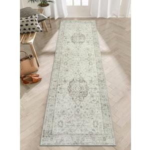 LIVEBOX Washable 2.5x8 Runner Rugs for Entryway Bathroom, Boho Kitchen Floor Mats Long Rug Runners for Hallways Non Slip, Farmhouse Low-Pile Carpet Runners for Laundry Room, Taupe