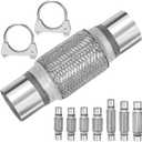 3Pcs Exhaust Flex Pipe Stainless Steel Exhaust Flex Pipe Double Braid Exhaust Flex Tube U-Bolt Clamp Stainless Steel Muffler U-Bolt Clamps for Cars Trucks Buses Pipes(2.5" x 6" x 10")