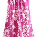 ZIW Girls Pinkish-Red Tropical Cosmos Flower Sundress Kids Hawaiian Costume with Luau Party Accessories Halloween Costumes (7-8 Years)