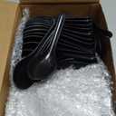 Hushee 100 Pcs Asian Soup Spoon Large Chinese Noodle Ramen Reusable Japanese Wonton Rice Dumpling Pho Spoon Bulk with Hook for Home Restaurant Kitchen (Black)