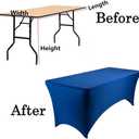 Encell Spandex Tablecloth Rectangular Fitted Tablecloth Protector for Party Banquet Weddings Cocktail Trade Show Blue 6ft