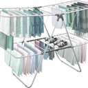 Brookstone  Extra Large  Double Spaced - 2 Tier Collapsible Clothes Drying Rack, Indoor/Outdoor Folding Hanging Garment Stand [NO Assembly - Ready Out of The Box] (White)