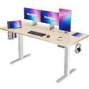 Huuger 55 x 28 Large Electric Standing Desk, Height Adjustable Desk, 27.6" Deep Desktop, Stand up Gaming Computer Office Desk with 2 Hooks, 3 Preset Heights, for Home Office, Natural