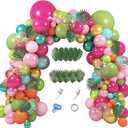 158Pcs Tropical Balloon Arch Garland Kit, Hawaiian Luau Aloha Flamingo Party Decorations Olive Green Hot Pink Orange Rose Gold Confetti Balloons Palm Leaves Birthday Baby Shower Summer Beach Supplies