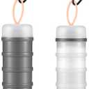 Baderke 2 Pcs Protein Powder Container with Funnels Stand, 4 Stackable Leakproof Protein Powder Dispenser, Portable Keychain Powder Container for Workout, Fitness, Travel(Gray, White)