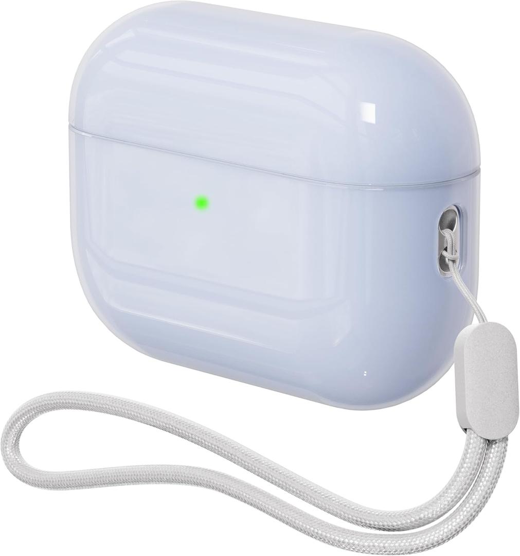 Case for AirPods Pro 3 Never-Sretch-Out DamonLight Shock-Proof Protective Semi Hard Silicone Case Compatible with Apple Airpods Pro 3rd Generation (Ice Blue)