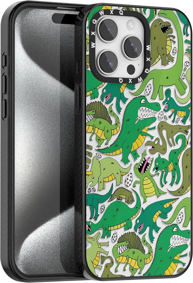 2 x for iPhone 15 Pro Max Cute Cartoon Dinosaur Clear Phone Case