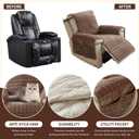 Plush Recliner Slipcover 30 Inches Washable Chair Covers Artificial Wool Lazy Boy Cover Quilted Cover for Recliner Chairs and Furniture, Large Taupe Chair Protector with Side Pocket for Kids/Pets