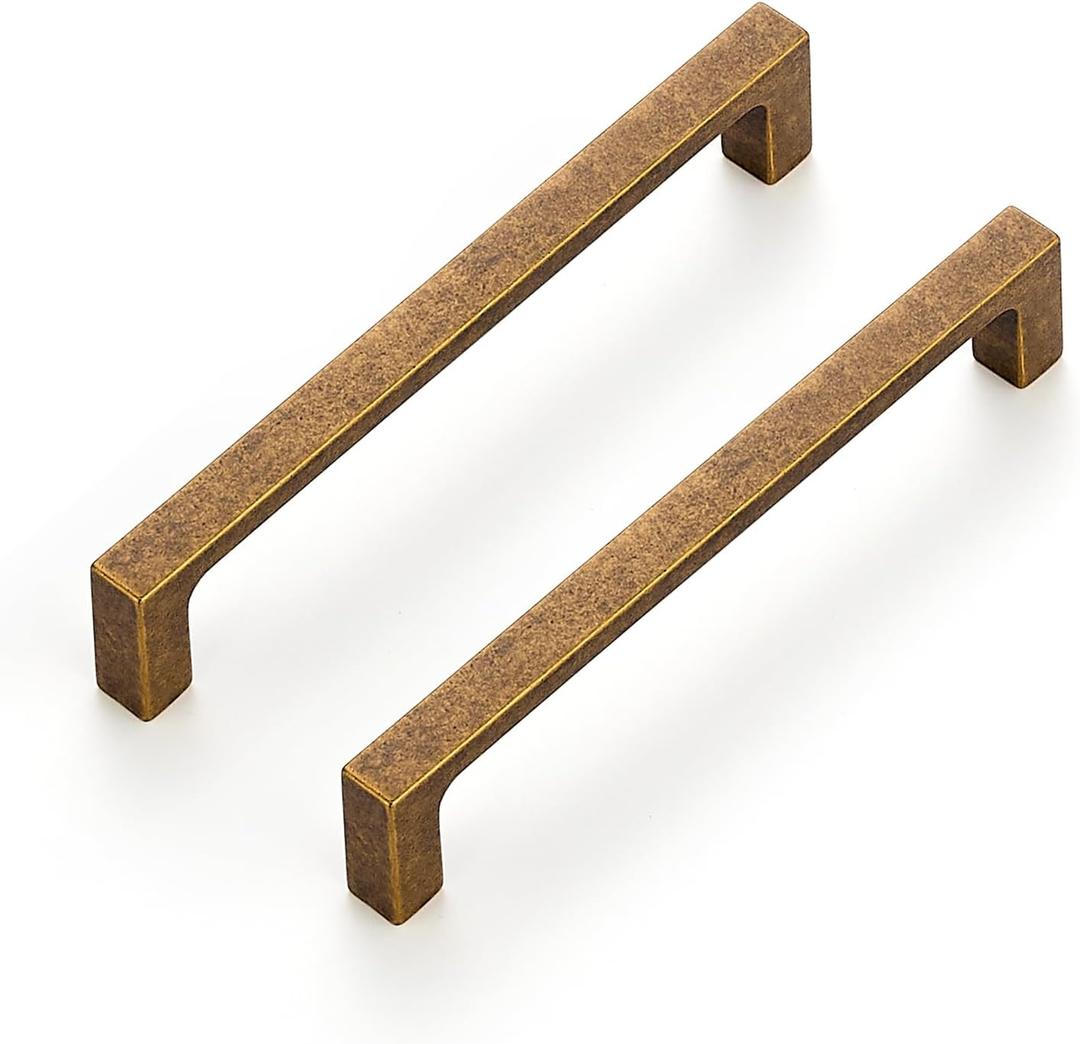 Ravinte 10 Pack Solid 5 Inch Kitchen Square Cabinet Handles Antique Brass Pulls Drawer Pulls Kitchen Cabinet Hardware Handles