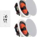 Herdio 6.5 Inch Ceiling Speakers Bluetooth (Pairs) 300 Watt Flush Mount in Wall Amplifier Receiver Suitable for Indoor Home & Covered Outdoor Porch