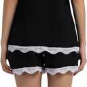 Women's Cotton Pjs Pajamas Sleeveless Baby Doll Pajamas Tank Tops and Shorts (Black)