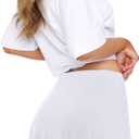 LASLULU Womens Flowy Tennis Skirt Mesh Workout Athletic Skirts with Pockets Shorts High Waisted Golf Skort Ballet Pickleball (White, L)
