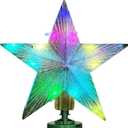 [with Adjustable Base] 8.2 inch Christmas Star Tree Topper Projector with 4 Patterns and LED Lights Rotatable Projector Christmas Tree Star Topper Plug in for Indoor Office Xmas(4 Patterns, 3m Cable)
