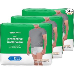 Basics Incontinence Underwear for Men, Maximum Absorbency, Large, 54 Count (3 Packs of 18)