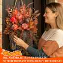 Norme 23" Thanksgiving Basket Wreath for Front Door Fall Wreath for Front Door Fall Artificial Rattan Hanging Basket, Pumpkin and Pine Cones Autumn for Harvest, Thanksgiving, Home Decor