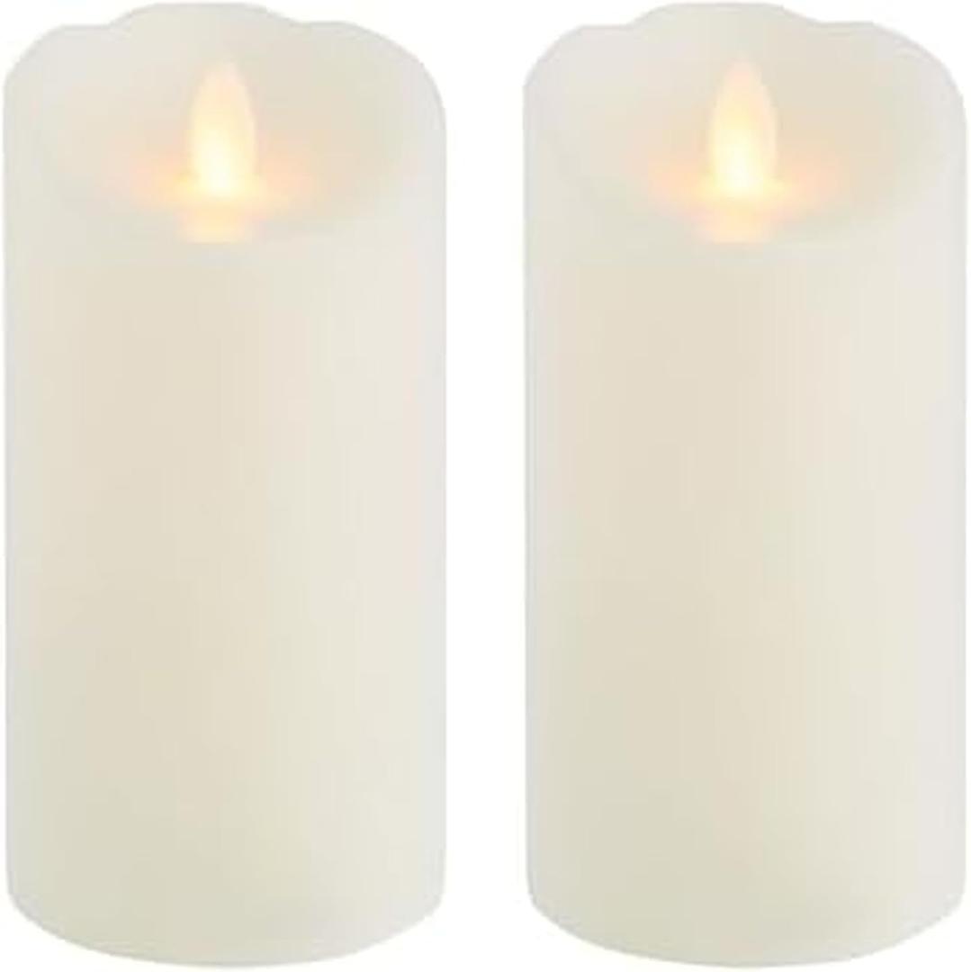 Mikasa White Realistic LED Flameless Pillar Candles, Set of 2 3x6 Inch