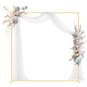 VEVOR Arch Backdrop Stand, 6.6 x 6.6 ft, Stable Structure, Easy Assembly, Square Gold Metal Arch Backdrop Stand for Wedding, Birthday Party, Graduation, Holiday Celebration, and Ceremony Decoration