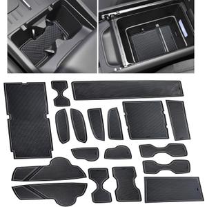for 2026 2025 2024 Hyundai Santa Fe Accessories Cup Holder Insert Door Slot Mats Center Console Liner Glove Box Cover Cup Holder Coaster for Santa Fe Interior Trim Non-Slip Pad 18PCS (Gray)