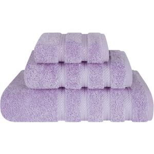 American Soft Linen Premium 3 Piece Towel Set, 1 Bath Towel 1 Hand Towel 1 Washcloth, 600 GSM 100% Cotton Turkish Towels for Bathroom, Lilac Towel Set