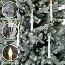 Frienda 6 Pcs Christmas Tree LED Crystal Candles with Remote 10 Pcs Santa Acrylic Snowflake Icicle Ball Ornaments with Drop Pendants Hook for Xmas Santa Holiday Party