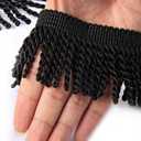 Curtain Fringes Bullion Fringe Trim 5/10 Yard x 2.5 Inches Fabric Trims Sewing DIY Decoration for Curtain Sofa Clothes (Black, 5yard)