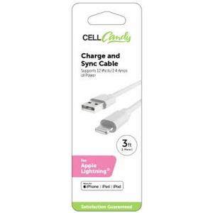 PP CCY LIGHTNING CABLE PKGD WHT 3ft