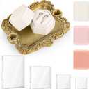 9 Pcs Flat Lay Props Set Include 1 Jewelry Dish 1 Ring Box 4 Acrylic Blocks Wedding Flat Lay Props 3 Chiffon Silk Ribbon for Bridal Party Photographer Detail Props Ceremony Antique Decor