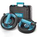 SEESII Suction Cups for Glass Lifting: 8" Tile Suction Cup Lifter with Handle and Pump, 200KG Load Capacity Heavy Duty Vacuum Lifter for Lifting Large Tile, Granite, Metal, Windows (2-Pack) (Blue)