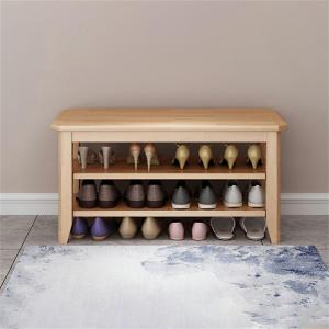 KWOKING Modern Wood Shoe Storage Collection Shape Rectangle Entryway Solid Wood Shoe Rack Household Door Shoe Bench Entrance Porch Indoor Shoe Cabinet Shoe Storage Natural 23.6"L x 11.8"W x 16.5"H