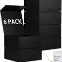 6 Pack Black Gift Boxes With Lids,9x9x4 Inch Bridesmaid Proposal Box And Printable Stickers,Proposal Boxes With Ribbon For Wedding, Packaging, Present, Birthday