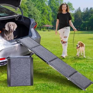 Uross Dog Ramp for Car 63" Long - Collapsible Pet Ramps for Large Dogs SUV Truck Folding Outdoor Dog Ramp for Porch Steps (Upgraded 63" L x 17.3" W)