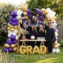 Purple and Gold Graduation Decorations Class of 2026 - Graduation Party Supplies with Backdrop Congrats Grad Balloon Arch Kit Foil Star Crown Balloons for College High School Graduation Party Supplies, 2 inches x 8 inches x 2.7 inches