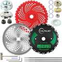 CALPALMY Brush Cutter Blade and Adapter Kit - 9" x 20T / 9" x 36T / 10" x 80T Circular Trimmer Chainsaw Tooth Saw Blade - for Cutters, Trimmers & Weed Eaters  Trims Trees, String & Underbrush