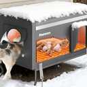 Pawtners Heated Outdoor Cat House for Outside Cats, 26'' XL Insulated Weatherproof Cat Shelter with Heated Pad, Elevated Feet & Escape Door, Warm Kitty House for Feral or Stray Cats in Winter