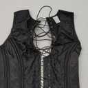 Men Dress Waistcoat Vintage Corset Vest Lace Up Boned Black Formal Tops Wedding Stage (Medium), Black