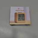 CHEREEKI Battery Operated Clock with Real Wood Case, Loud Alarm, Snooze, Automatic Light Sensor, Temperature, Date and Day of the Week Display (3 AAA Batteries Included)