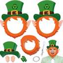 24Pcs St. Patrick's Day Mask Crafts Kit, Leprechaun Paper Hat Masks Decorations, Leprechaun Cutouts for Saint Patrick Day Classroom Office Irish Party Supplies Bulletin Boards Lockers Decor